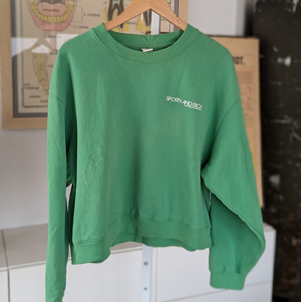 Bright green cropped sweatshirt XL - Picture 3 of 9